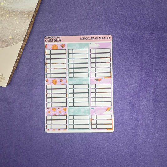 Rainbows and Hot Air Balloons Planner Sticker Kit