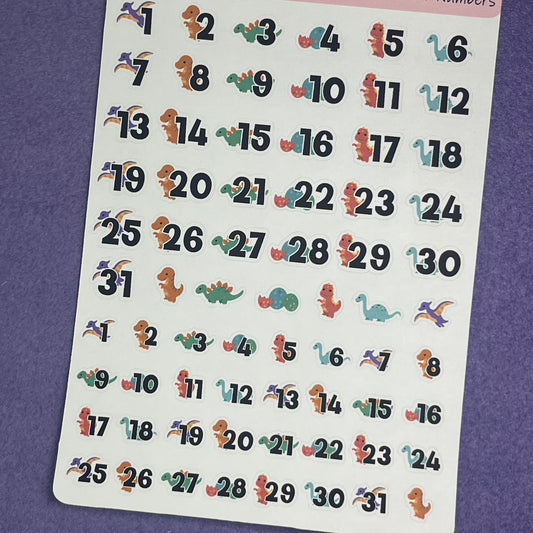Dinosaur Numbers Planner Sticker Sheet