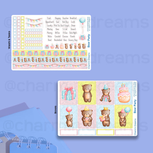 Beary Birthday Premium Planner Sticker Kit