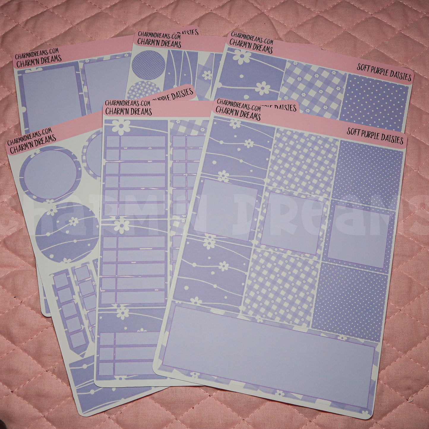 Soft Purple Daisies Planner Sticker Kit