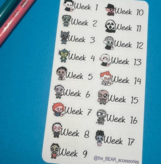 Semester Weeks Horror Movies Checkbox planner stickers- Happy Planner Me and My Big Ideas- theBEARaccessories