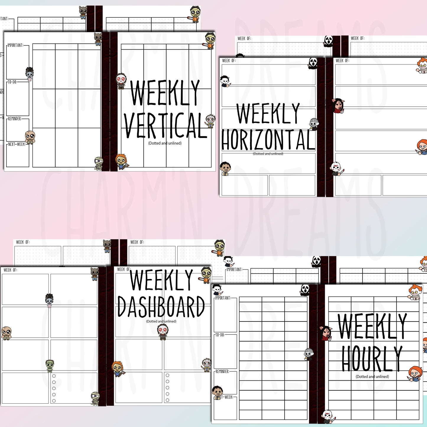 Spooky Chibi Printable Planner Pages- 7.25 x 9" - Digital Download