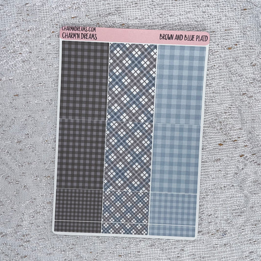 Brown and Blue Plaid Planner Sticker Kit