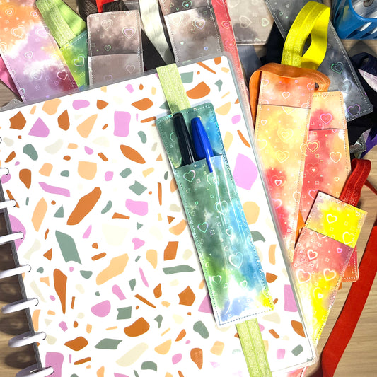 Reflective Hearts Elastic Pen Holder/ Bookmark