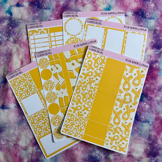 Yellow Awareness Ribbon Planner Sticker Kit