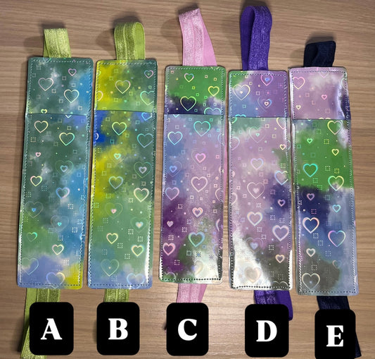 Reflective Hearts Elastic Pen Holder/ Bookmark