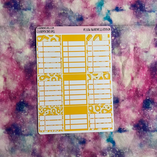 Yellow Awareness Ribbon Planner Sticker Kit