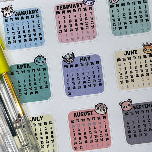 2027 - 1.25" Buddies Calendar Functional Sticker Sheet