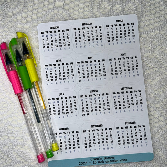 2027 - 1.5" Calendar Functional Sticker Sheet