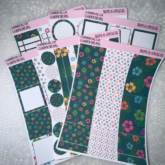 Tropical Hibiscus Planner Sticker Kit