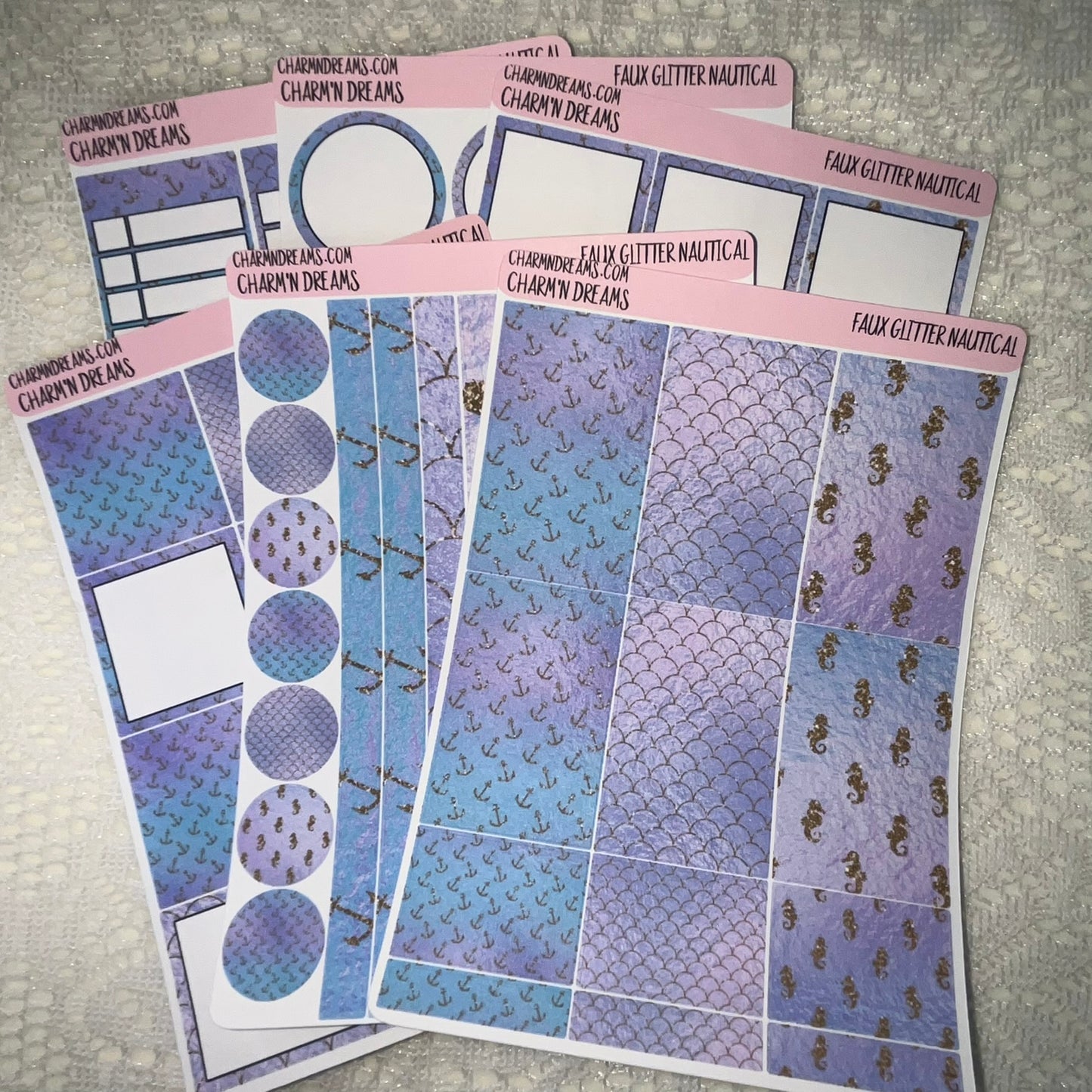 Faux Glitter Nautical Planner Sticker Kit