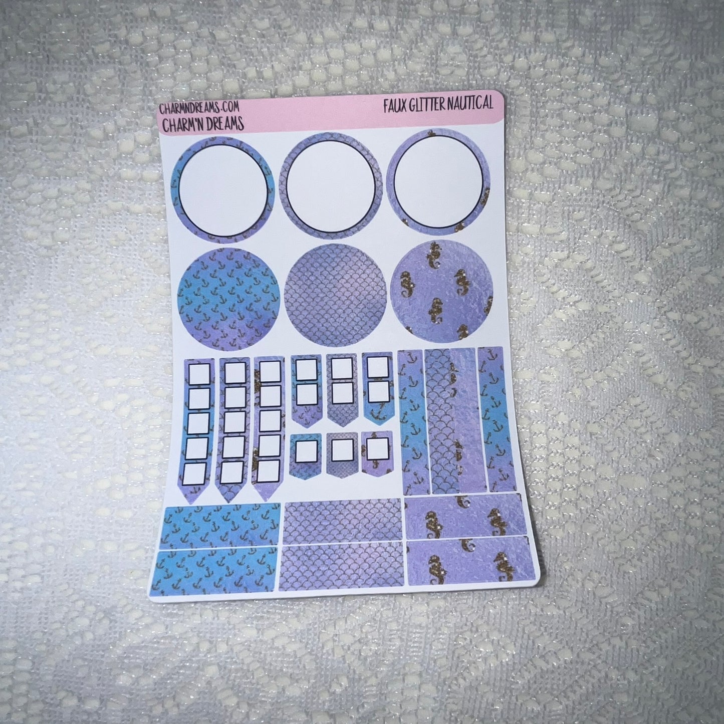 Faux Glitter Nautical Planner Sticker Kit