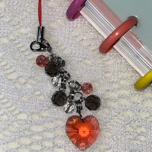 Red Crystal Heart Planner Charm