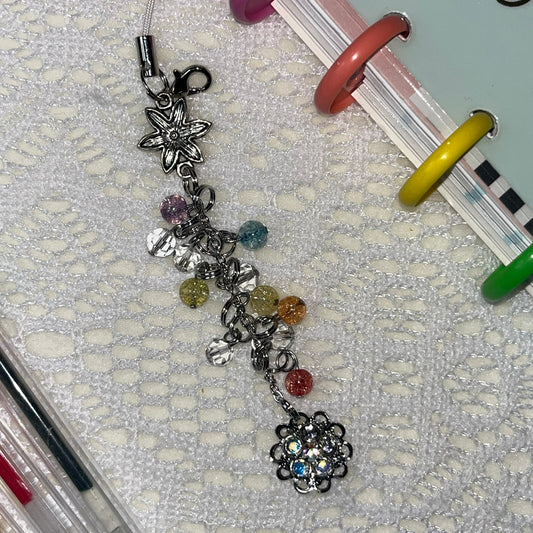 Iridescent Flower Crystal Pendant Planner Charm