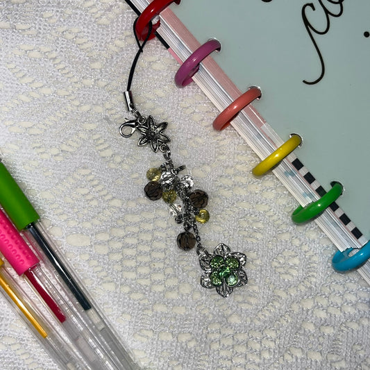 Green Flower Crystal Pendant Planner Charm