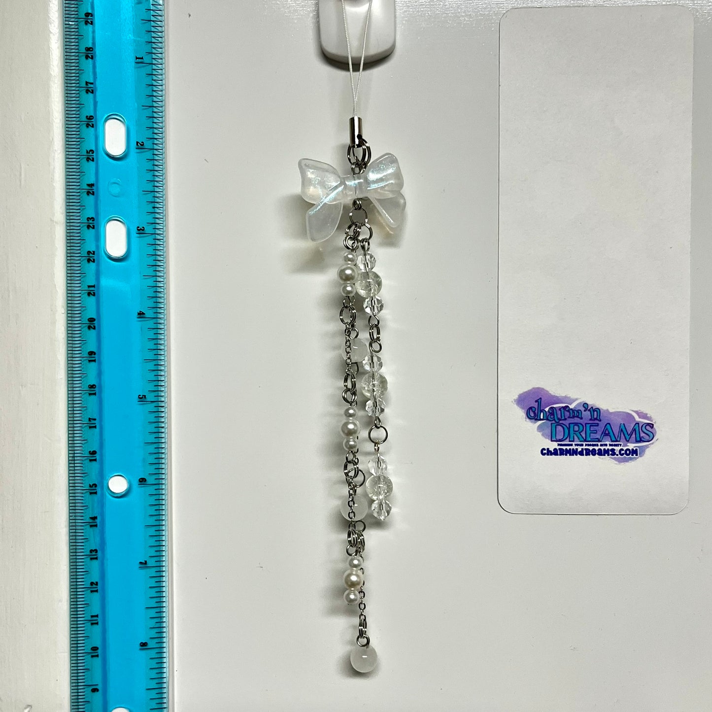 Iridescent White Frost Bow Planner Charm