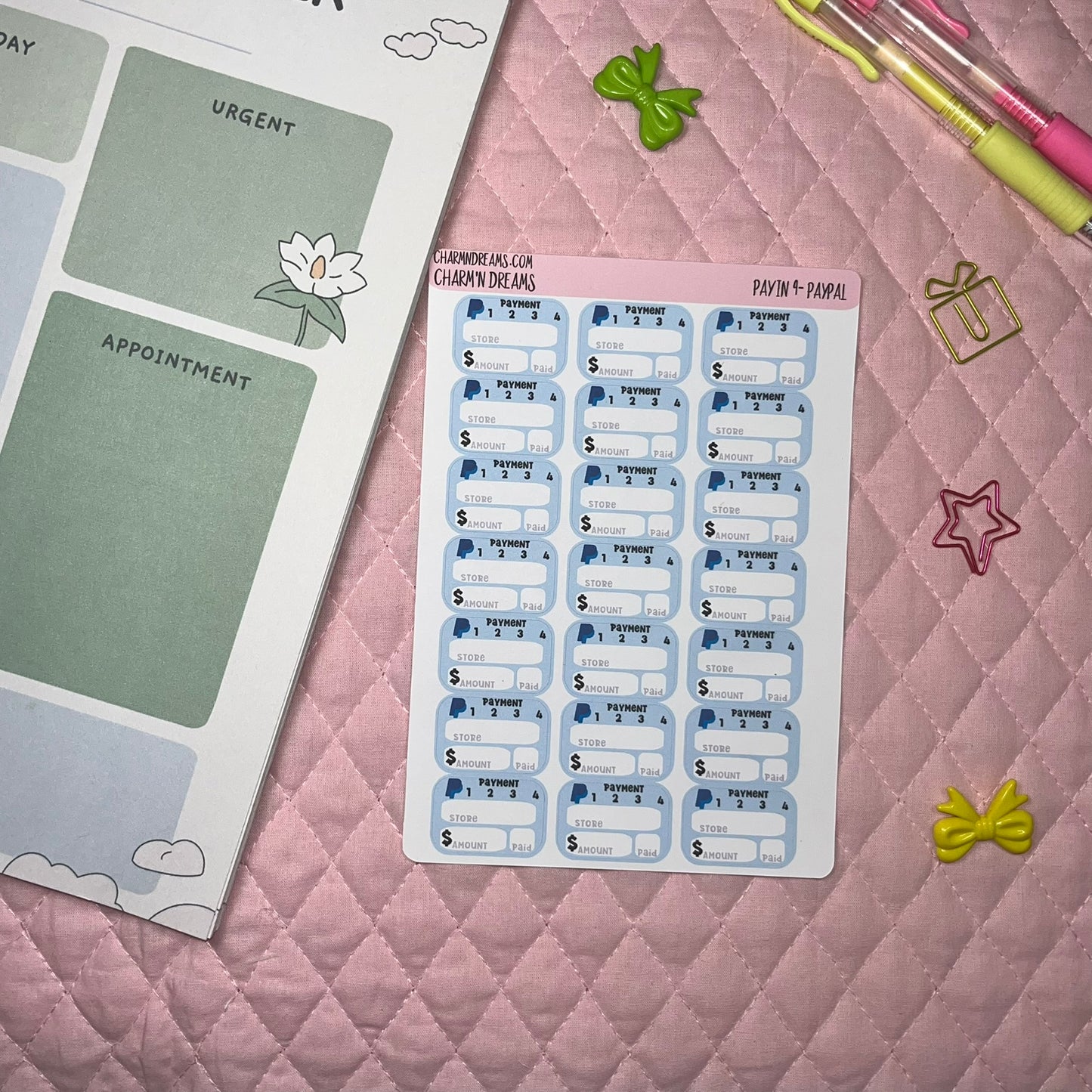 Pay Pal- Pay in 4 Tracker Planner Stickers