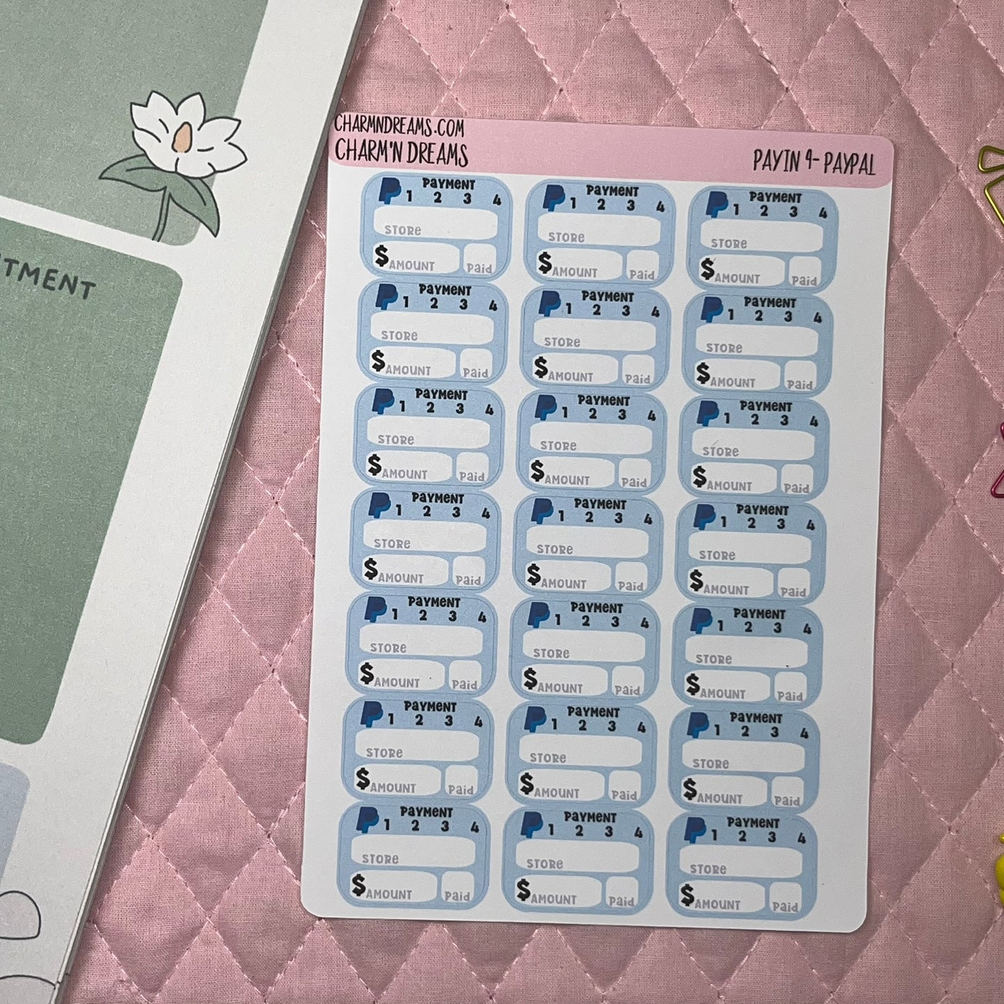 Pay Pal- Pay in 4 Tracker Planner Stickers