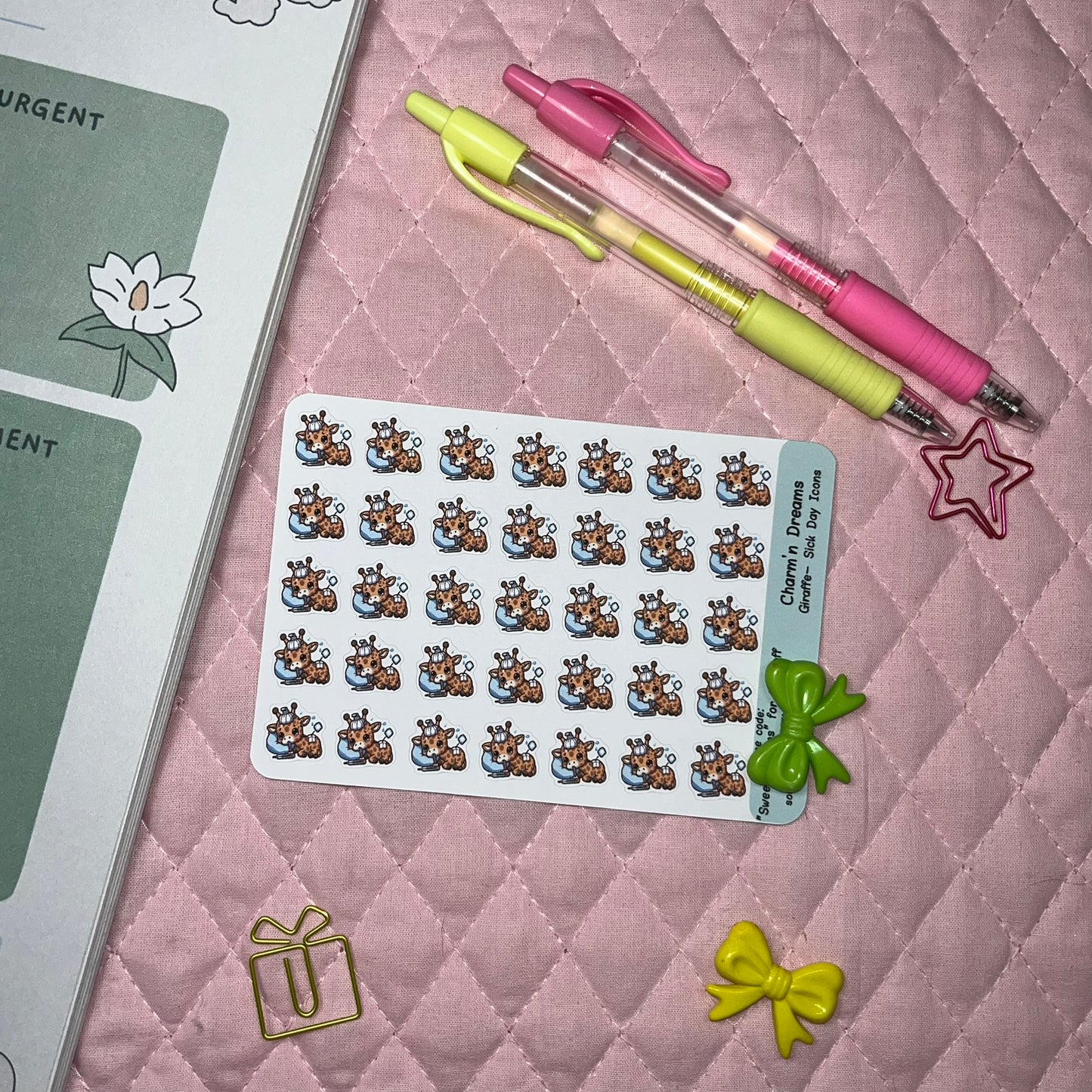 Giraffe Sick Day Icon Planner Stickers