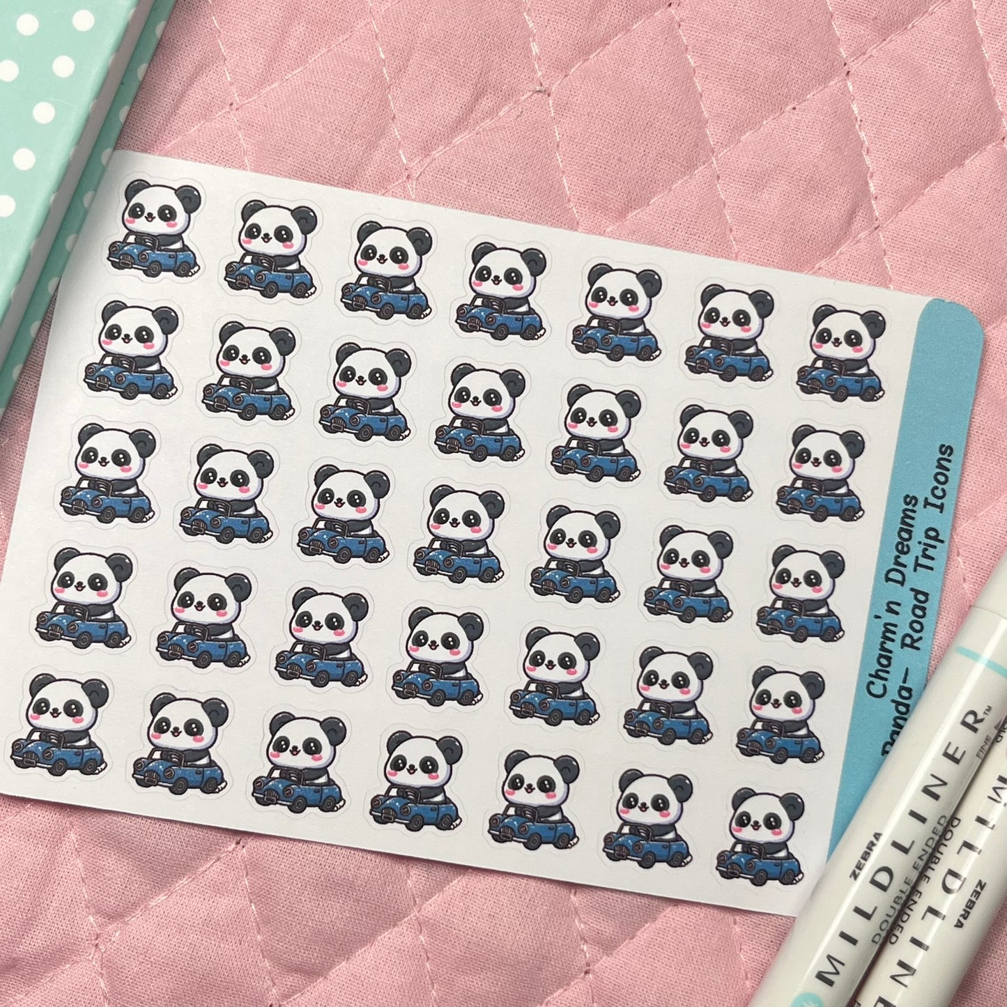 Panda Road Trip Icon Planner Stickers