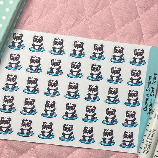 Panda Surf Icon Planner Stickers
