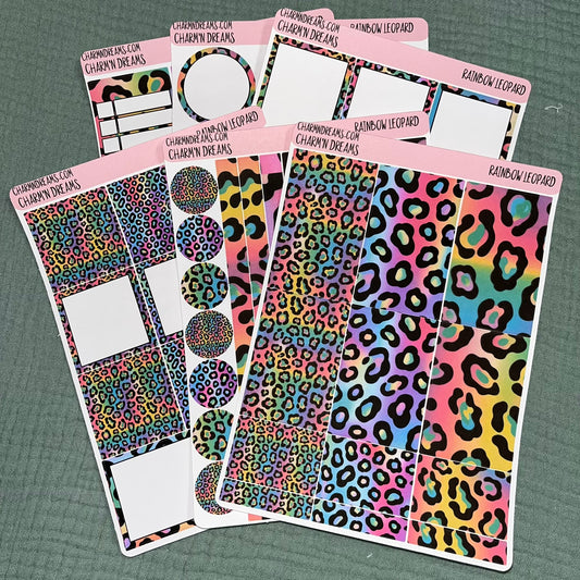 Rainbow Leopard Planner Sticker Kit