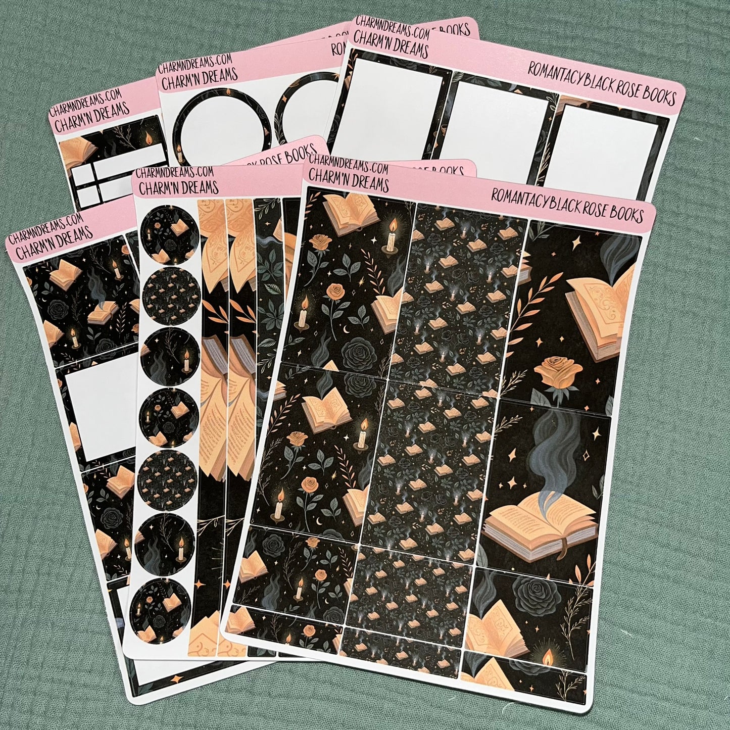 Romantacy Black Rose Books Planner Sticker Kit
