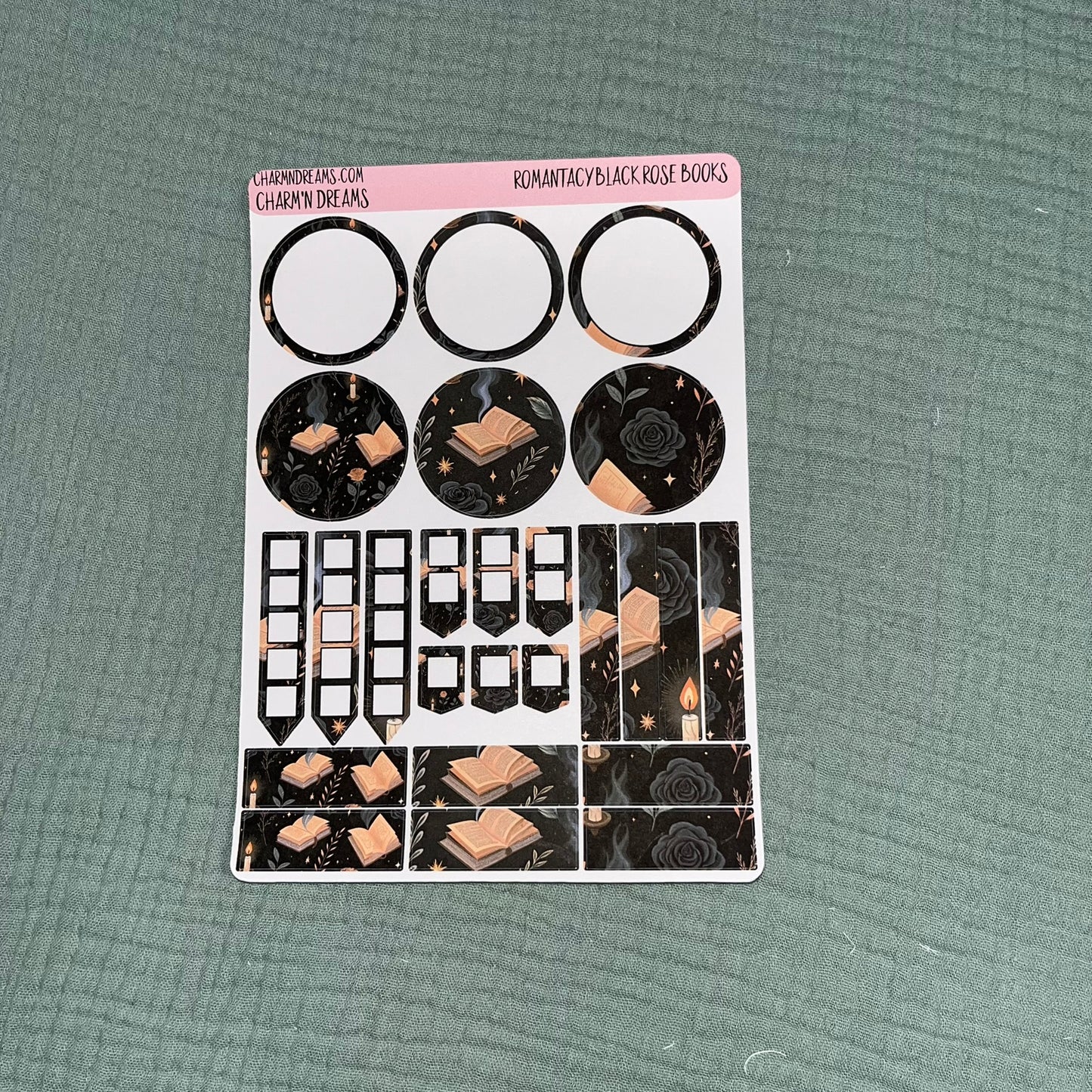 Romantacy Black Rose Books Planner Sticker Kit