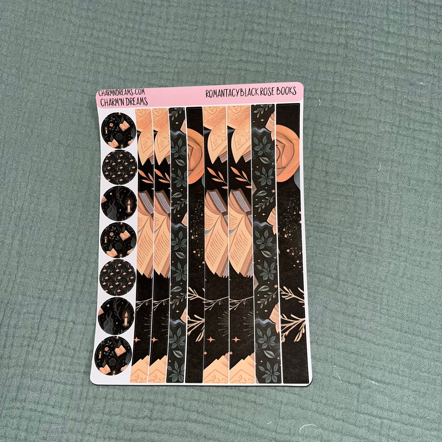 Romantacy Black Rose Books Planner Sticker Kit