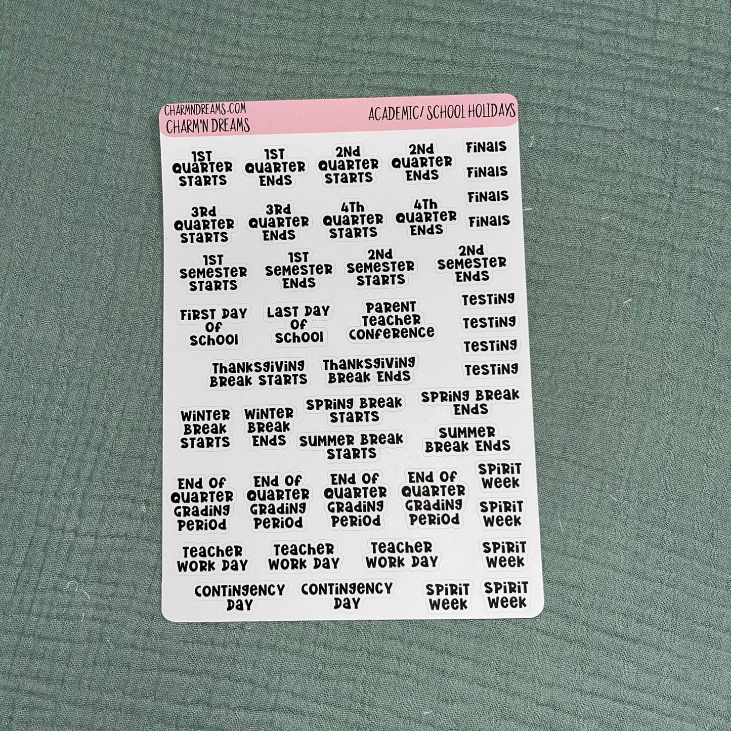 Academic School Holidays sticker Sheet