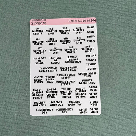 Academic School Holidays sticker Sheet
