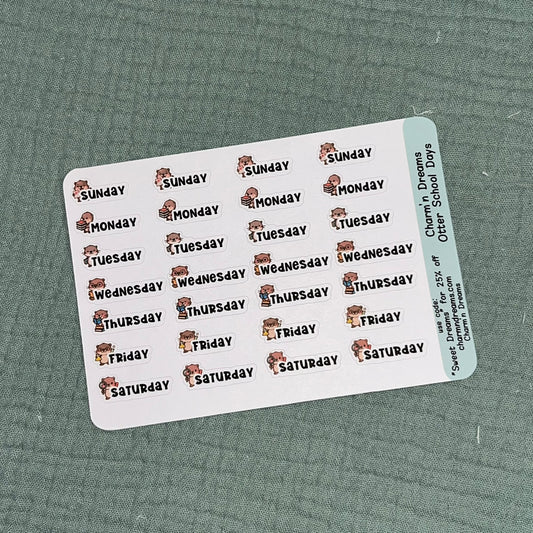 Otter School Days of the Week sticker Sheet