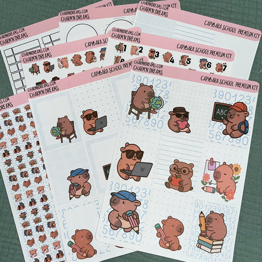 Capybara School Premium Planner Sticker Kit