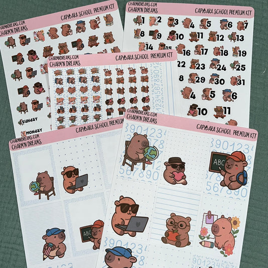 Capybara School Premium Planner Sticker Kit