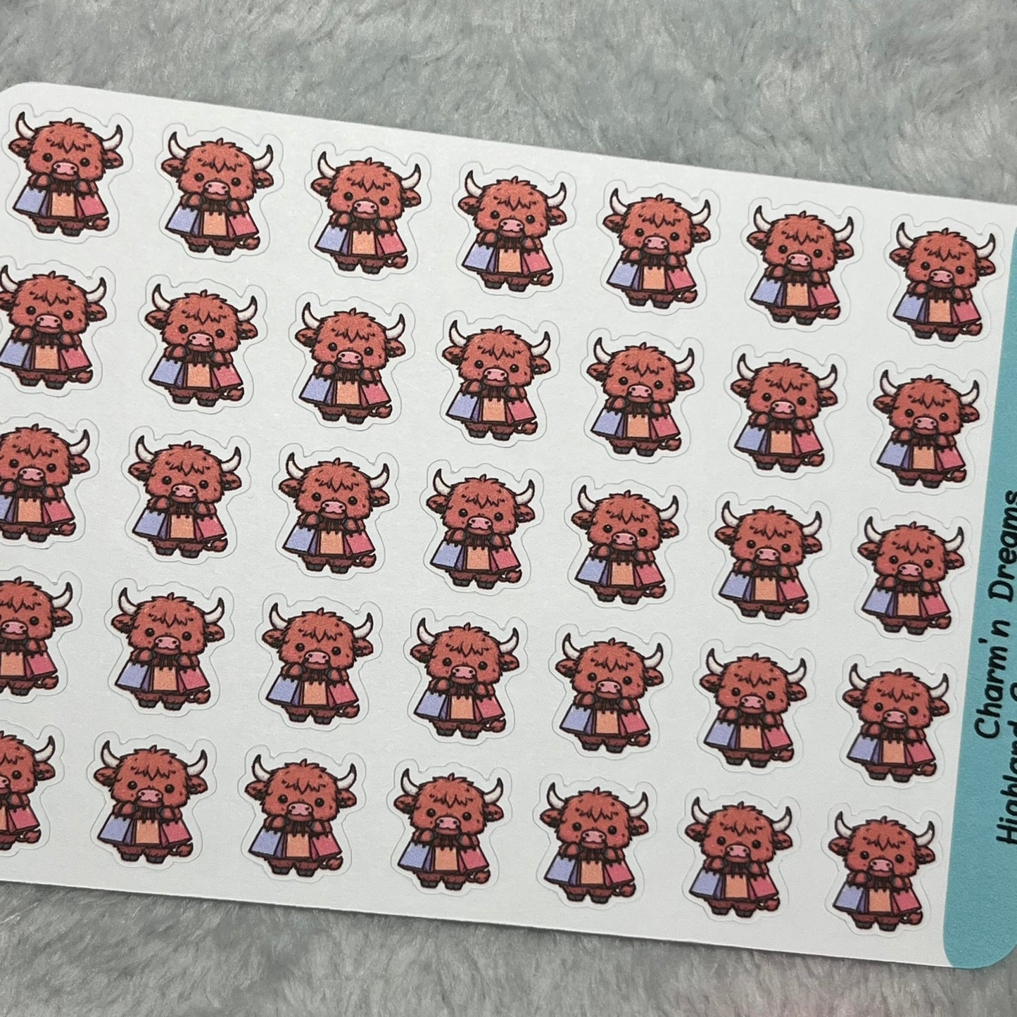 Highland Cow Shopping Bags Icon Planner Stickers