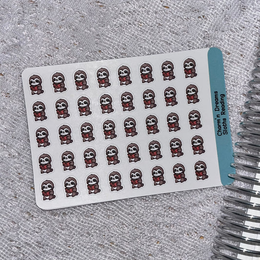 Sloth Reading Icon Planner Stickers