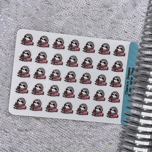 Sloth Wine Time Icon Planner Stickers