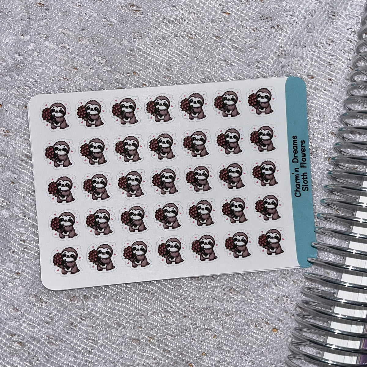 Sloth Flowers Time Icon Planner Stickers