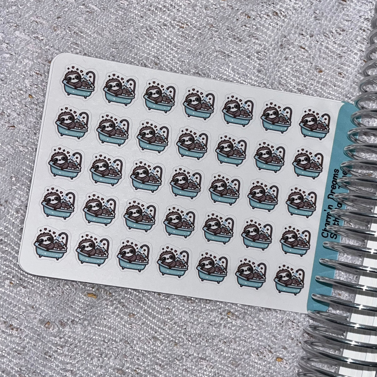 Sloth Bath Time Icon Planner Stickers