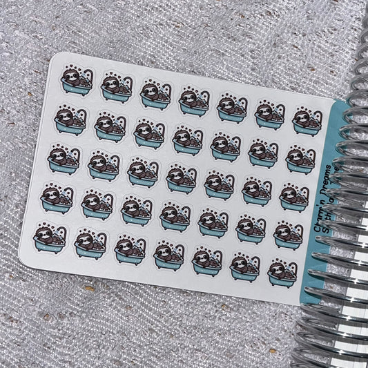 Sloth Bath Time Icon Planner Stickers