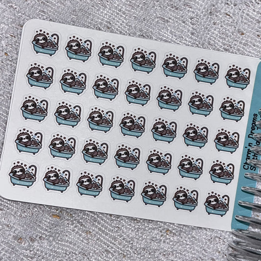 Sloth Bath Time Icon Planner Stickers
