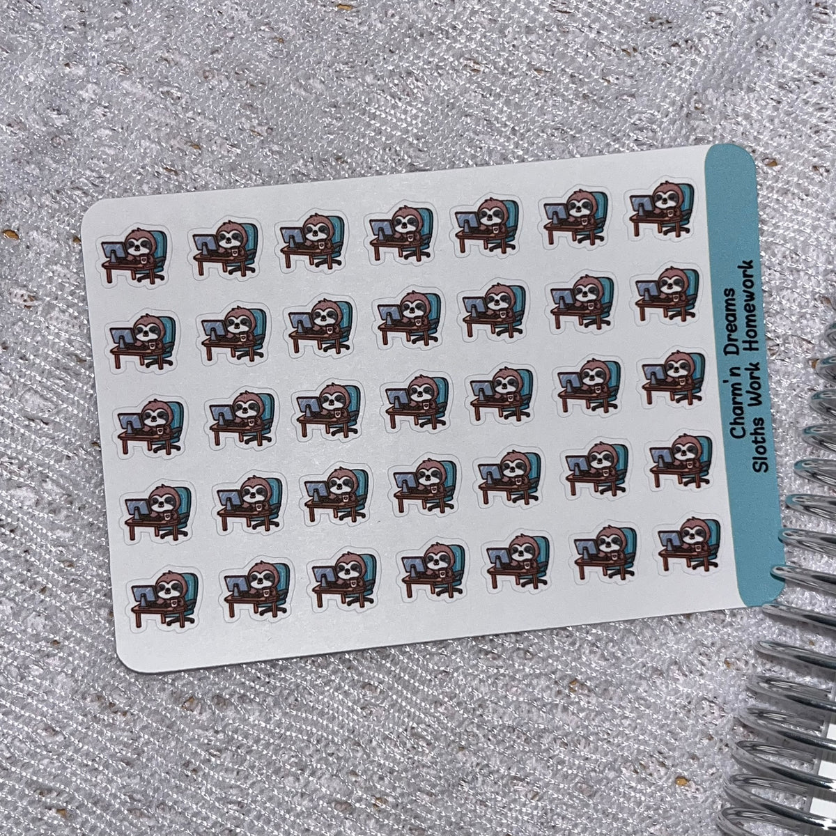 Sloth Work Homework Icon Planner Stickers