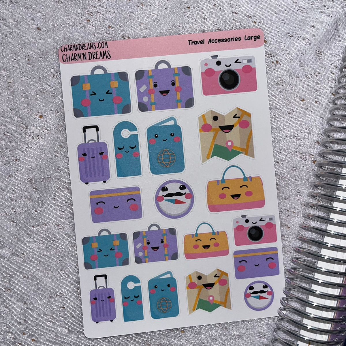 Large Travel Accessories Sticker Sheet