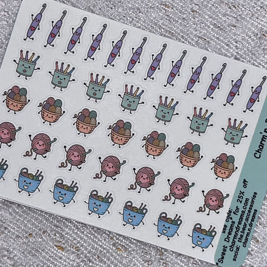 Mini Crochet Icon Planner Stickers