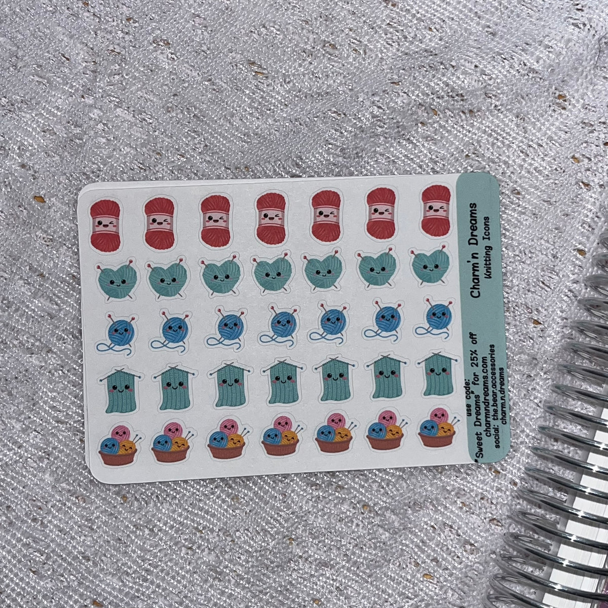 Mini Knitting Icon Planner Stickers