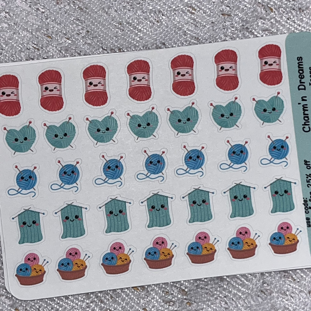 Mini Knitting Icon Planner Stickers