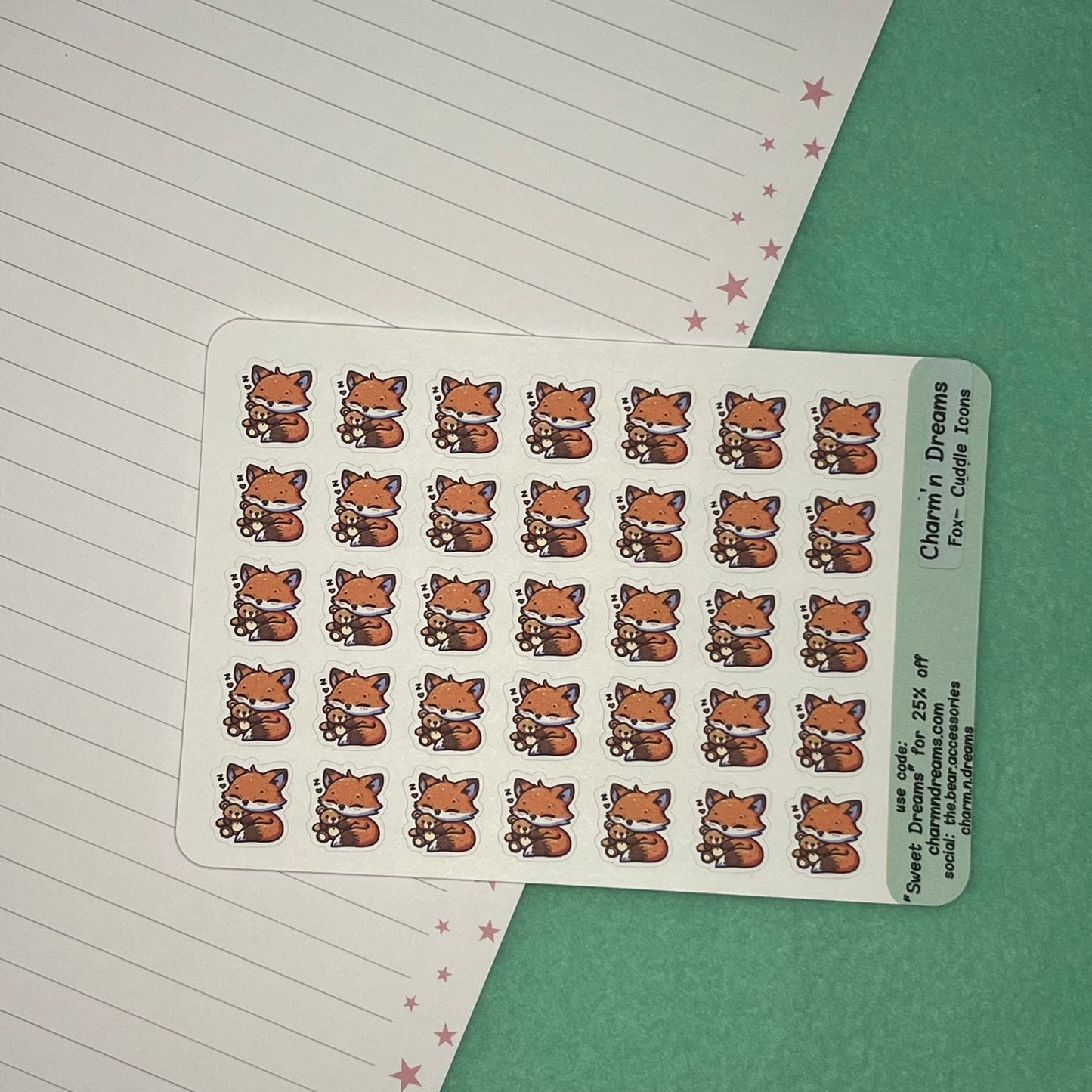Fox Cuddle Icon Planner Stickers