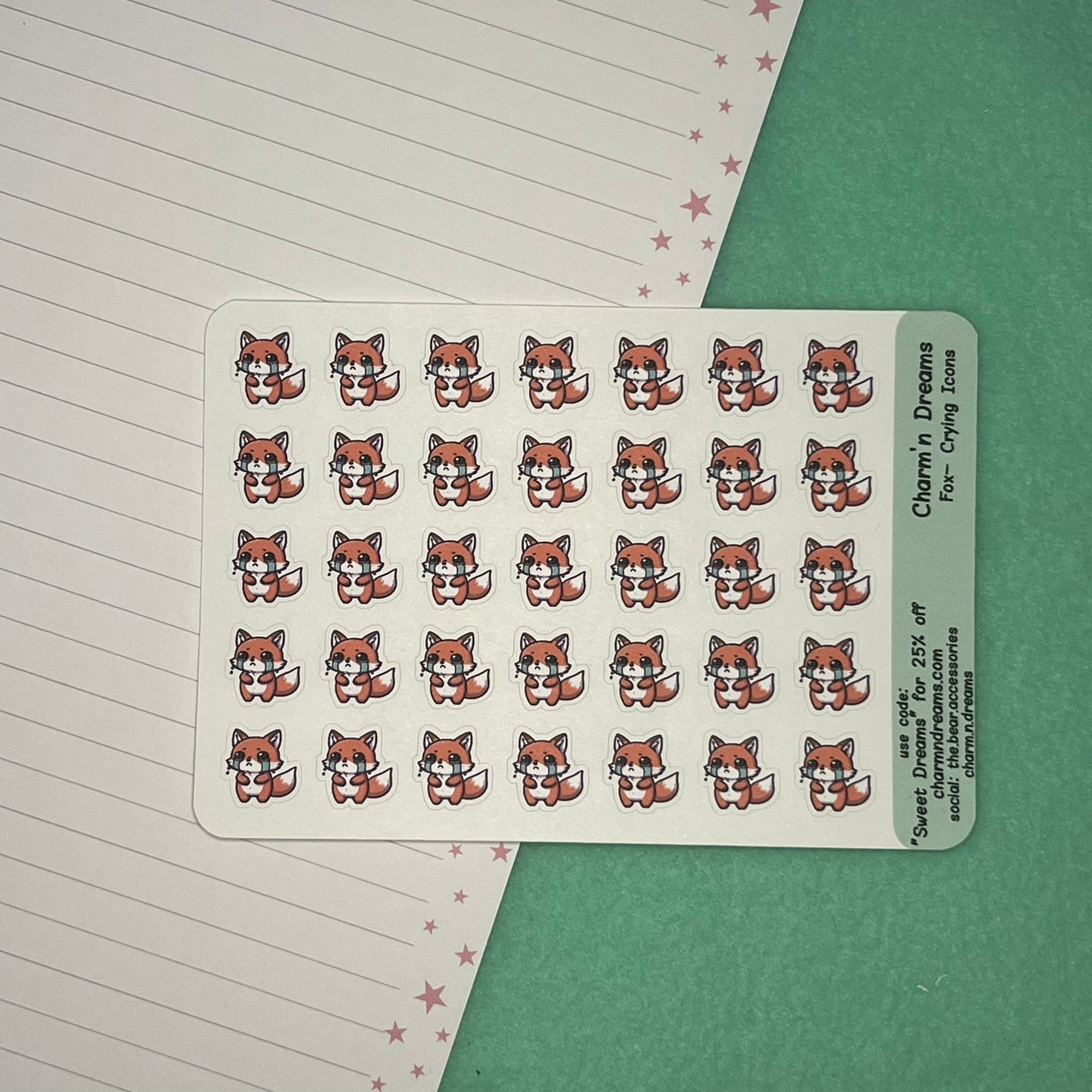 Fox Crying Icon Planner Stickers