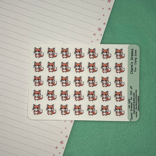 Fox Crying Icon Planner Stickers