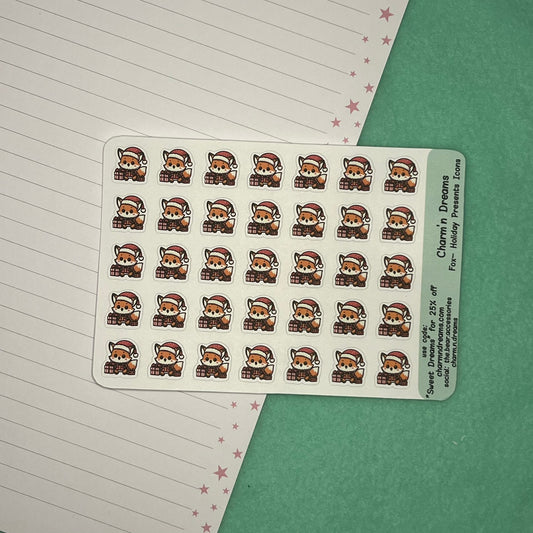 Fox Holiday Presents Icon Planner Stickers